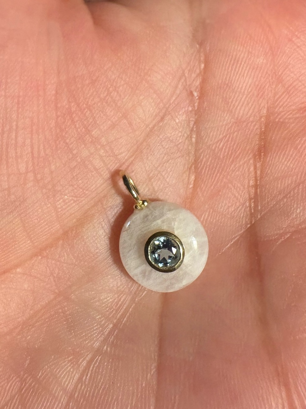 14k Gold plated Moonstone with Blue Topaz pendant